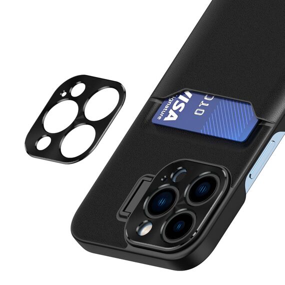 Leather Stand Case for Samsung Galaxy S23+ card wallet cover with stand black | Techbox