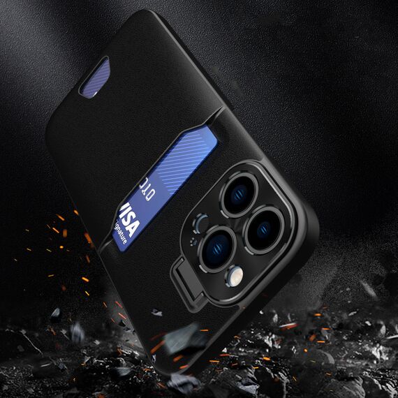 Leather Stand Case for Samsung Galaxy S23 card wallet cover with stand black | Techbox