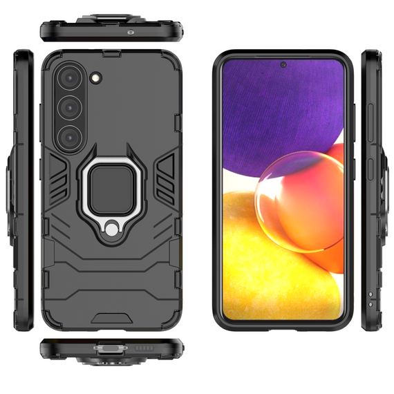 Ring Armor case for Samsung Galaxy S23 armored cover magnetic holder ring black | Techbox