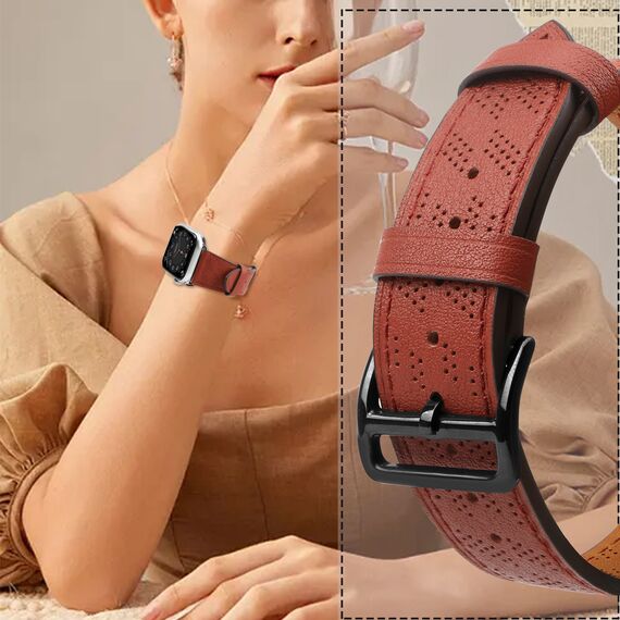 Strap Leather for Apple Watch 38 / 40 / 41 mm band bracelet - red | Techbox