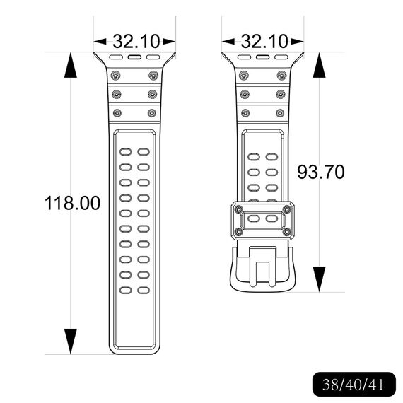 Strap Triple Protection for Apple Watch 38 / 40 / 41 mm band bracelet - transparent | Techbox