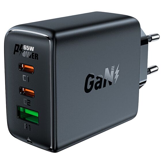 Acefast fast charger GaN (2x USB-C / USB-A) PPS / PD / QC4+ 65W white (A41) - Travel Chargers - Smartphone Chargers - Techbox