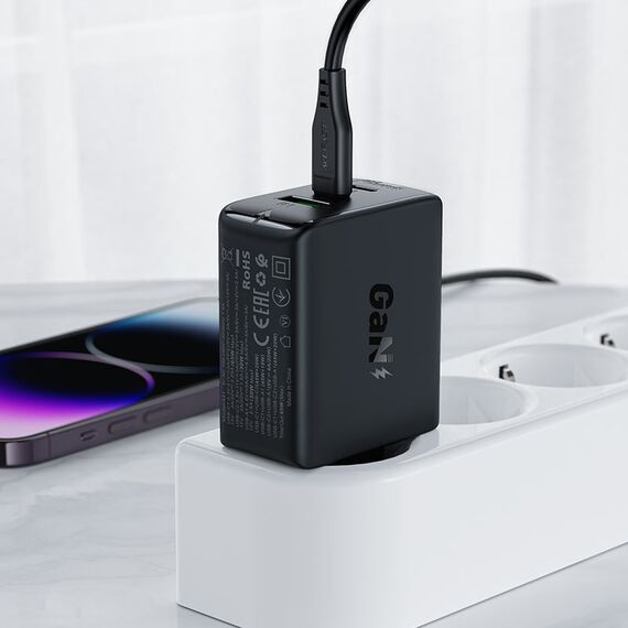 Acefast fast charger GaN (2x USB-C / USB-A) PPS / PD / QC4+ 65W white (A41) - Travel Chargers - Smartphone Chargers - Techbox