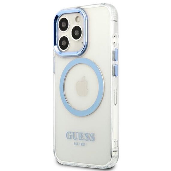 Etui Guess Metal Outline MagSafe na iPhone 13 Pro / iPhone 13 - niebieskie - Uncategorized Cases (2) - Cases - Techbox