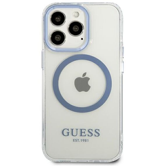 Etui Guess Metal Outline MagSafe na iPhone 13 Pro / iPhone 13 - niebieskie - Uncategorized Cases (2) - Cases - Techbox