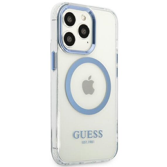 Etui Guess Metal Outline MagSafe na iPhone 13 Pro / iPhone 13 - niebieskie - Uncategorized Cases (2) - Cases - Techbox