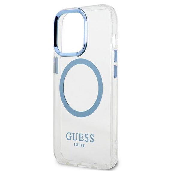Etui Guess Metal Outline MagSafe na iPhone 13 Pro / iPhone 13 - niebieskie - Uncategorized Cases (2) - Cases - Techbox