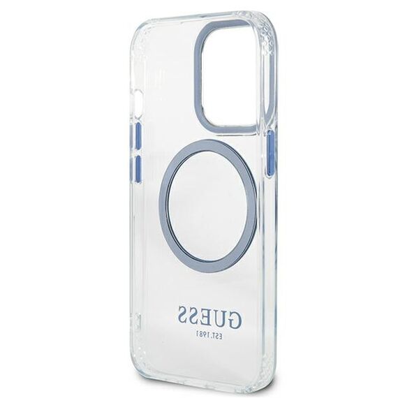 Etui Guess Metal Outline MagSafe na iPhone 13 Pro / iPhone 13 - niebieskie - Uncategorized Cases (2) - Cases - Techbox