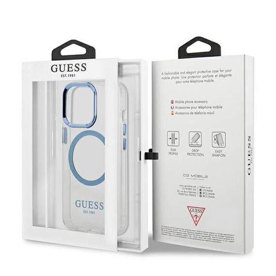 Etui Guess Metal Outline MagSafe na iPhone 13 Pro / iPhone 13 - niebieskie - Uncategorized Cases (2) - Cases - Techbox