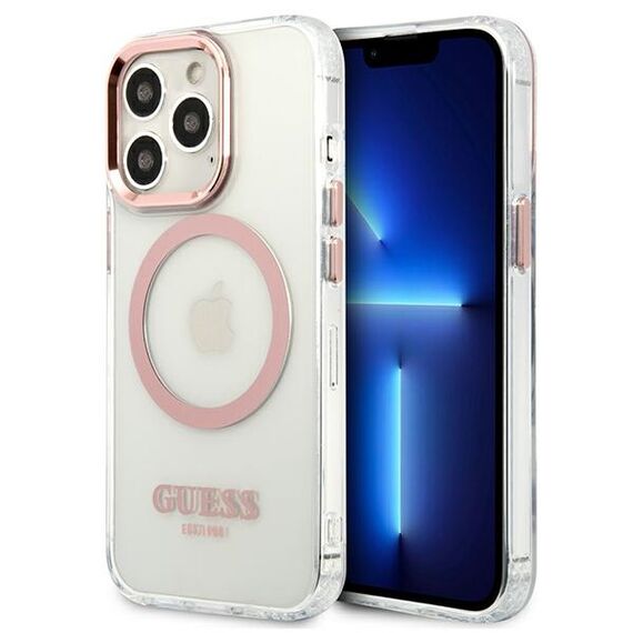 Etui Guess Metal Outline MagSafe na iPhone 13 Pro / iPhone 13 - różowe - Uncategorized Cases (2) - Cases - Techbox