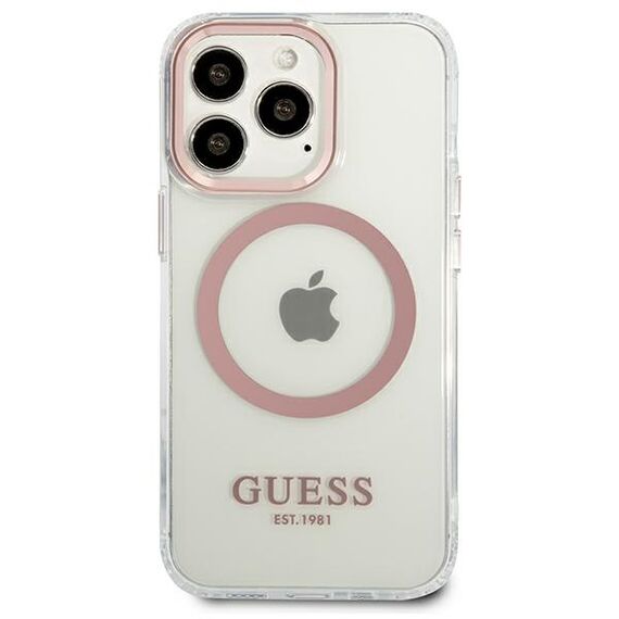 Etui Guess Metal Outline MagSafe na iPhone 13 Pro / iPhone 13 - różowe - Uncategorized Cases (2) - Cases - Techbox
