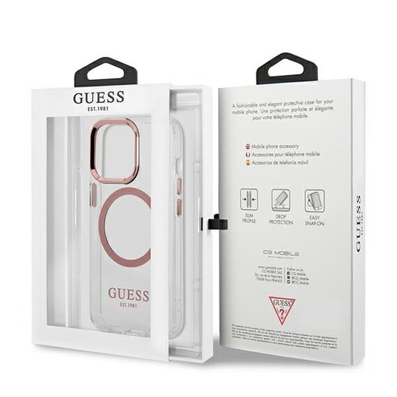 Etui Guess Metal Outline MagSafe na iPhone 13 Pro / iPhone 13 - różowe - Uncategorized Cases (2) - Cases - Techbox