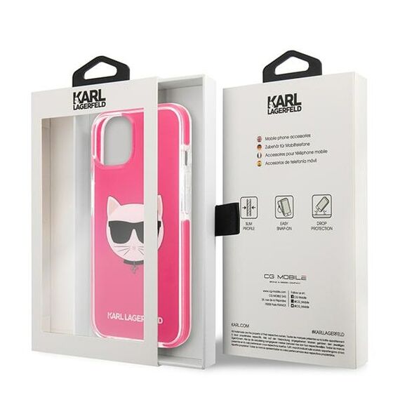 Etui Karl Lagerfeld Choupette Head na iPhone 13 mini - fuksjowy | Techbox