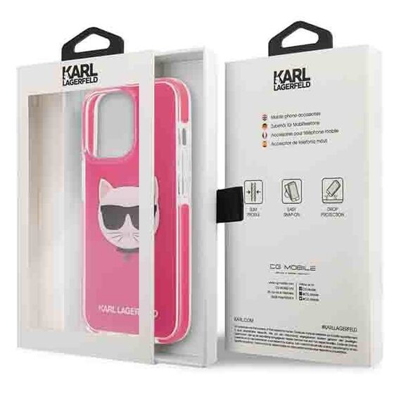 Etui Karl Lagerfeld Choupette Head na iPhone 13 Pro / iPhone 13 - fuksjowy | Techbox