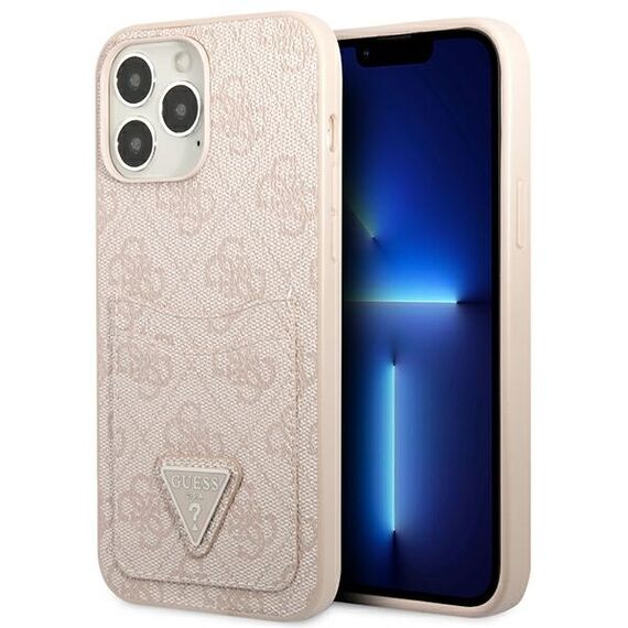 Guess 4G Triangle Logo Cardslot Case for iPhone 13 Pro / 13 - Pink - Apple Cases - Cases - Techbox
