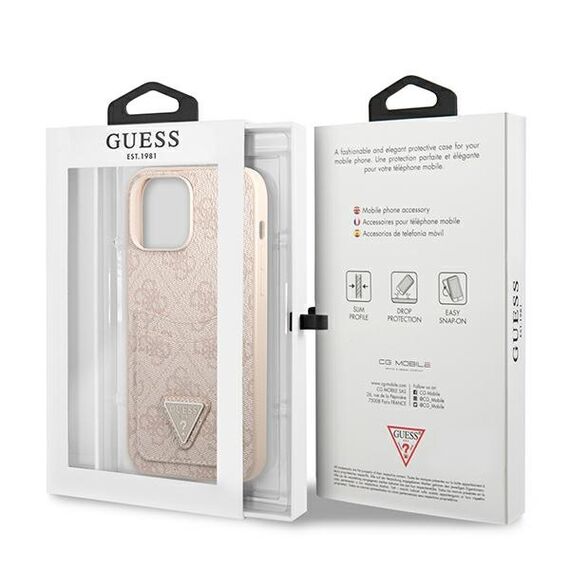 Guess 4G Triangle Logo Cardslot Case for iPhone 13 Pro / 13 - Pink - Apple Cases - Cases - Techbox