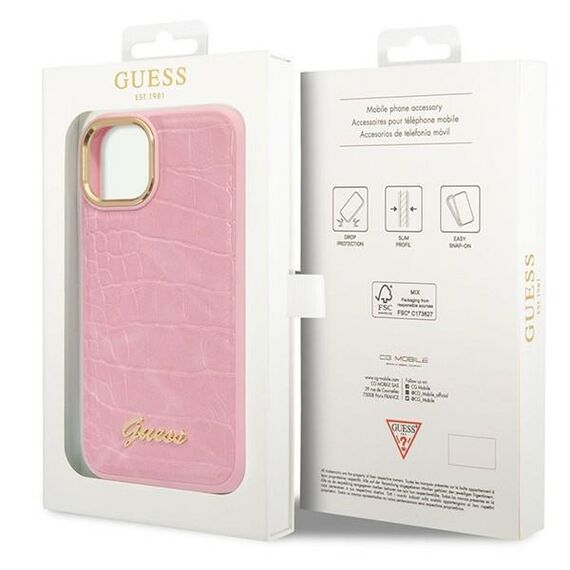 Guess Croco Collection case for iPhone 14 Plus - pink - Apple Cases - Cases - Techbox