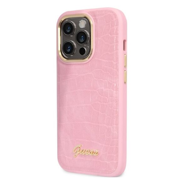Guess Croco Collection case for iPhone 14 Pro - pink | Techbox