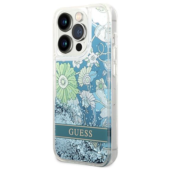 Guess Flower Liquid Glitter case for iPhone 14 Pro Max - green | Techbox