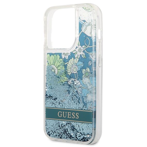 Guess Flower Liquid Glitter case for iPhone 14 Pro Max - green | Techbox