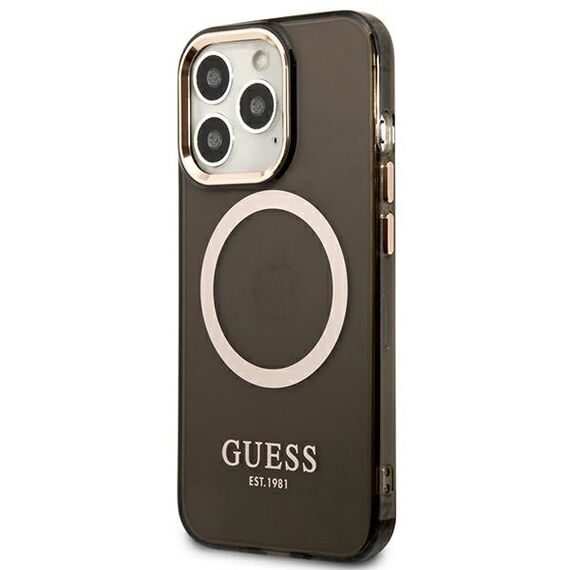 Guess Gold Outline Translucent MagSafe Case for iPhone 13 Pro / iPhone 13 - Black | Techbox