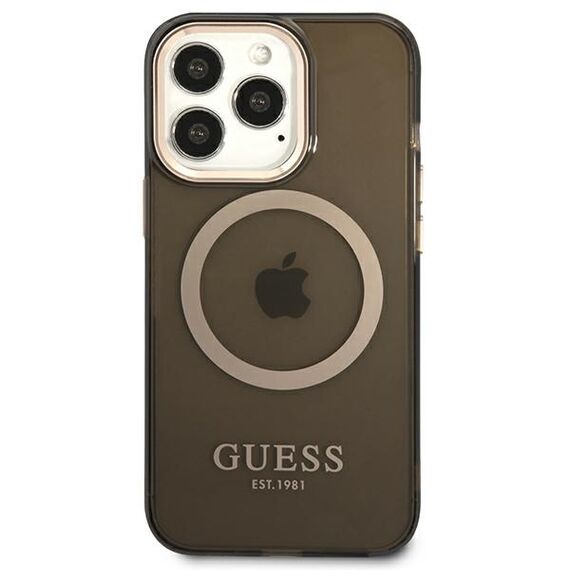 Guess Gold Outline Translucent MagSafe Case for iPhone 13 Pro / iPhone 13 - Black | Techbox