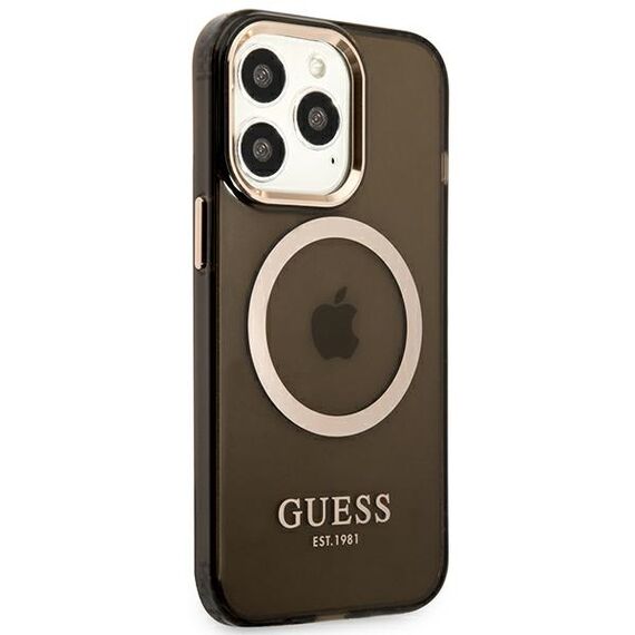 Guess Gold Outline Translucent MagSafe Case for iPhone 13 Pro / iPhone 13 - Black | Techbox