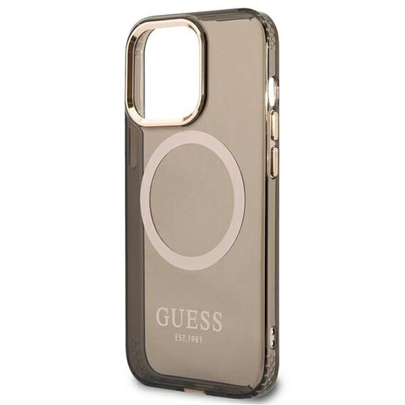 Guess Gold Outline Translucent MagSafe Case for iPhone 13 Pro / iPhone 13 - Black | Techbox