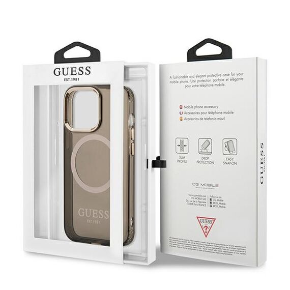Guess Gold Outline Translucent MagSafe Case for iPhone 13 Pro / iPhone 13 - Black | Techbox