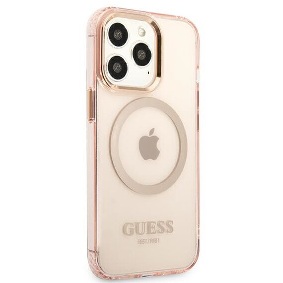 Guess Gold Outline Translucent MagSafe case for iPhone 13 Pro Max - pink - Uncategorized Cases (2) - Cases - Techbox