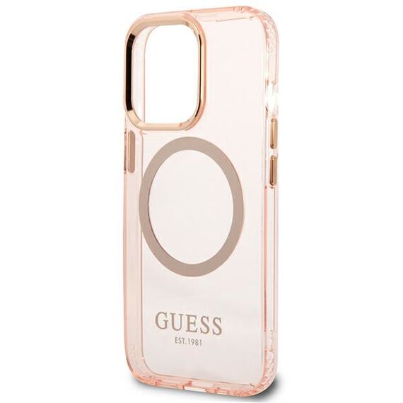 Guess Gold Outline Translucent MagSafe case for iPhone 13 Pro Max - pink - Uncategorized Cases (2) - Cases - Techbox