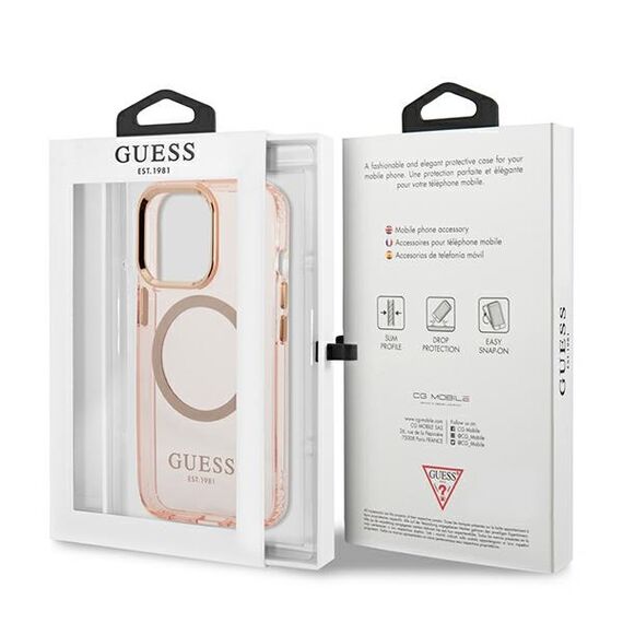 Guess Gold Outline Translucent MagSafe case for iPhone 13 Pro Max - pink - Uncategorized Cases (2) - Cases - Techbox