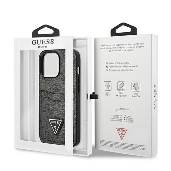 Guess GUHCP13LP4TPK iPhone 13 Pro / 13 6.1" black/black hardcase 4G Triangle Logo Cardslot | Techbox