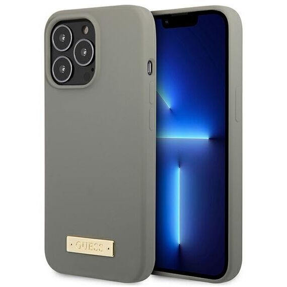 Guess GUHMP13LSPLG iPhone 13 Pro / 13 6.1" grey/grey hard case Silicone Logo Plate MagSafe - Apple Cases - Cases - Techbox