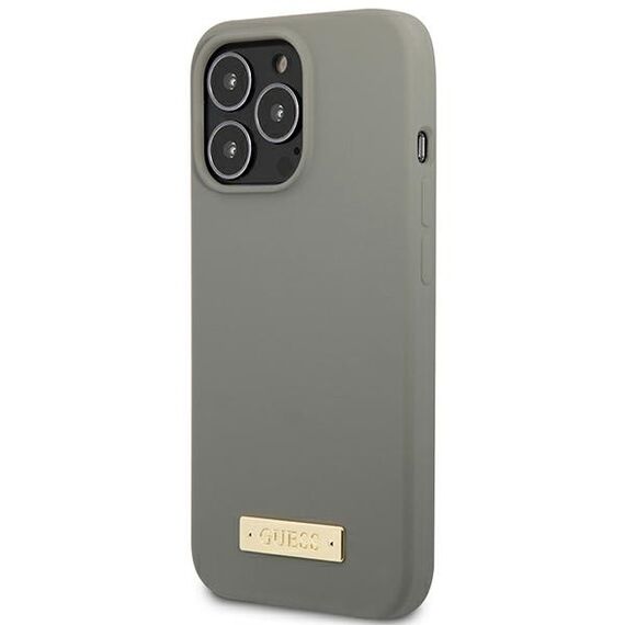 Guess GUHMP13LSPLG iPhone 13 Pro / 13 6.1" grey/grey hard case Silicone Logo Plate MagSafe - Apple Cases - Cases - Techbox