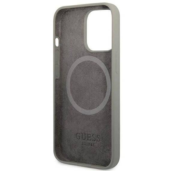Guess GUHMP13LSPLG iPhone 13 Pro / 13 6.1" grey/grey hard case Silicone Logo Plate MagSafe - Apple Cases - Cases - Techbox
