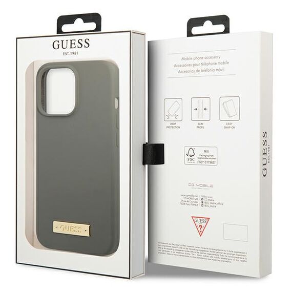 Guess GUHMP13LSPLG iPhone 13 Pro / 13 6.1" grey/grey hard case Silicone Logo Plate MagSafe - Apple Cases - Cases - Techbox