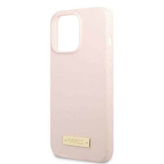 Guess GUHMP13LSPLP iPhone 13 Pro / 13 6.1" pink/pink hard case Silicone Logo Plate MagSafe - Apple Cases - Cases - Techbox