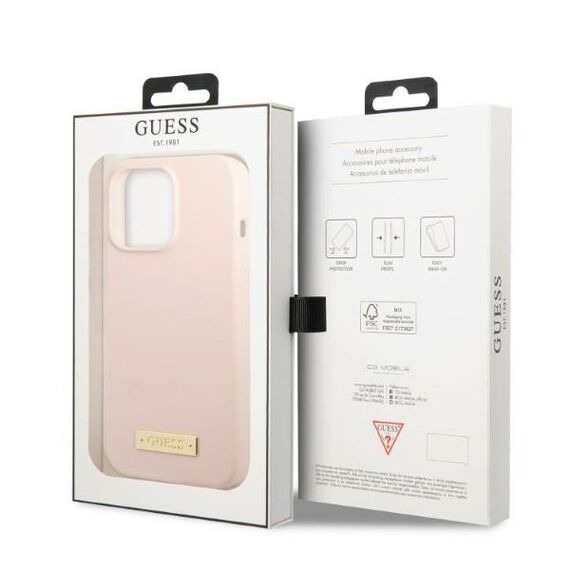 Guess GUHMP13LSPLP iPhone 13 Pro / 13 6.1" pink/pink hard case Silicone Logo Plate MagSafe - Apple Cases - Cases - Techbox