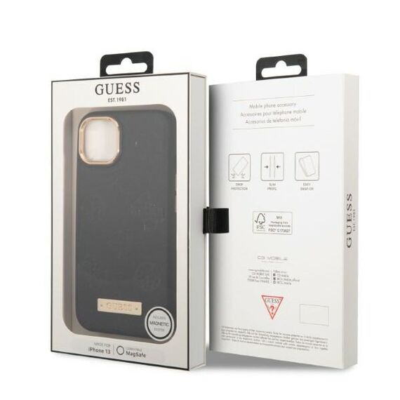 Guess GUHMP13MSAPSTK iPhone 13 6.1" black/black hardcase Peony Logo Plate MagSafe - Apple Cases - Cases - Techbox