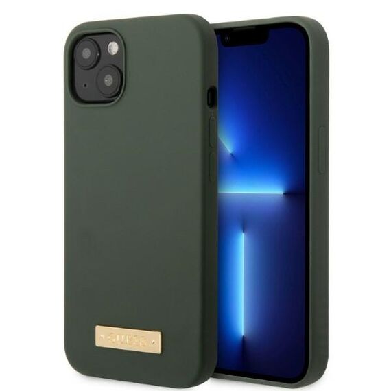 Guess GUHMP13MSBPLA iPhone 13 6.1" green/khaki hard case Silicone Logo Plate MagSafe - Apple Cases - Cases - Techbox
