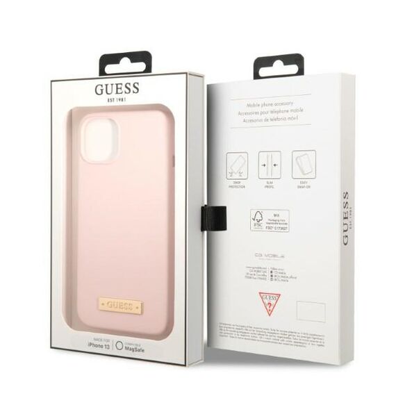Guess GUHMP13MSBPLP iPhone 13 6.1" pink/pink hard case Silicone Logo Plate MagSafe - Apple Cases - Cases - Techbox
