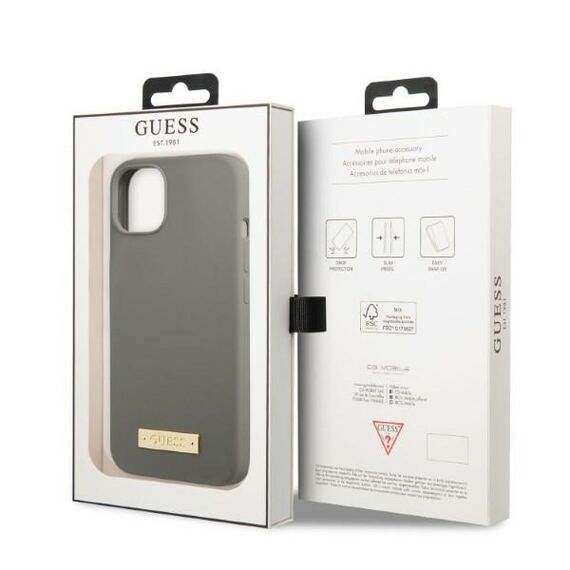 Guess GUHMP13MSPLG iPhone 13 6.1" grey/grey hard case Silicone Logo Plate MagSafe | Techbox
