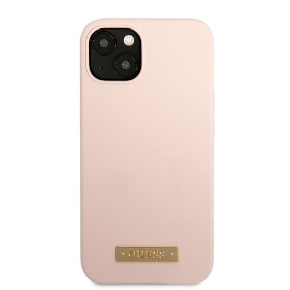 Guess GUHMP13SSBPLP iPhone 13 mini 5.4" pink/pink hard case Silicone Logo Plate MagSafe | Techbox