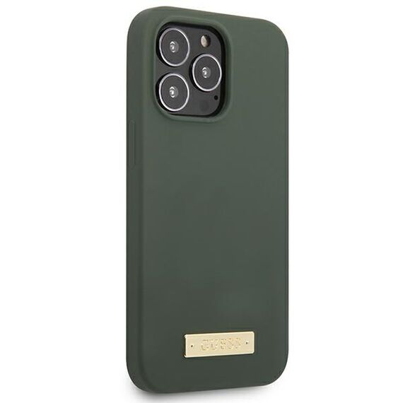 Guess GUHMP13XSPLA iPhone 13 Pro Max 6.7" green/khaki hard case Silicone Logo Plate MagSafe - Apple Cases - Cases - Techbox