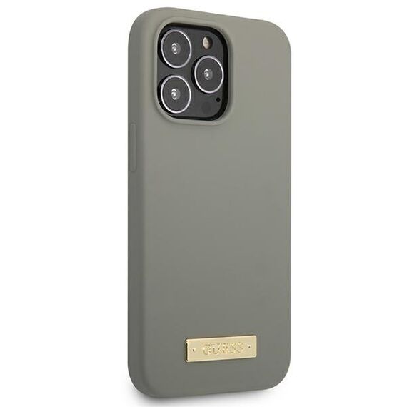 Guess GUHMP13XSPLG iPhone 13 Pro Max 6.7" grey/grey hard case Silicone Logo Plate MagSafe | Techbox