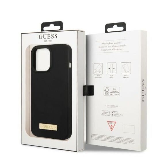 Guess GUHMP13XSPLK iPhone 13 Pro Max 6.7" black/black hard case Silicone Logo Plate MagSafe | Techbox
