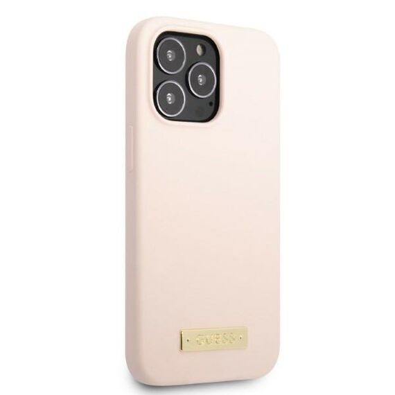 Guess GUHMP13XSPLP iPhone 13 Pro Max 6.7" pink/pink hard case Silicone Logo Plate MagSafe - Apple Cases - Cases - Techbox