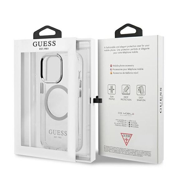 Guess Metal Outline MagSafe case for iPhone 13 Pro / iPhone 13 - silver - Apple Cases - Cases - Techbox