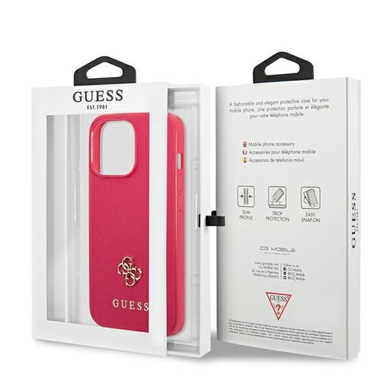Guess Saffiano 4G Small Metal Logo case for iPhone 13 Pro / 13 - pink - Apple Cases - Cases - Techbox